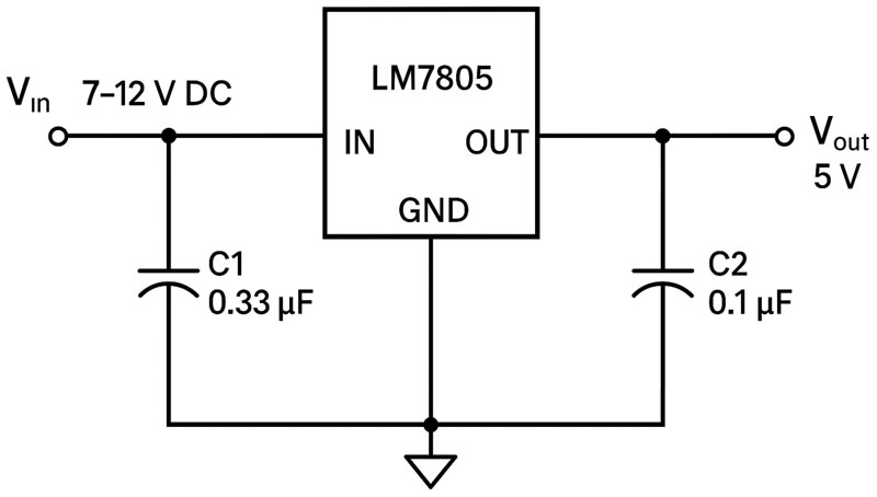 Типова схема підключення LM7805
