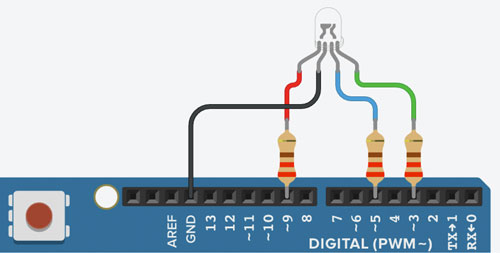 Схема підключення RGB-світлодіода до Arduino