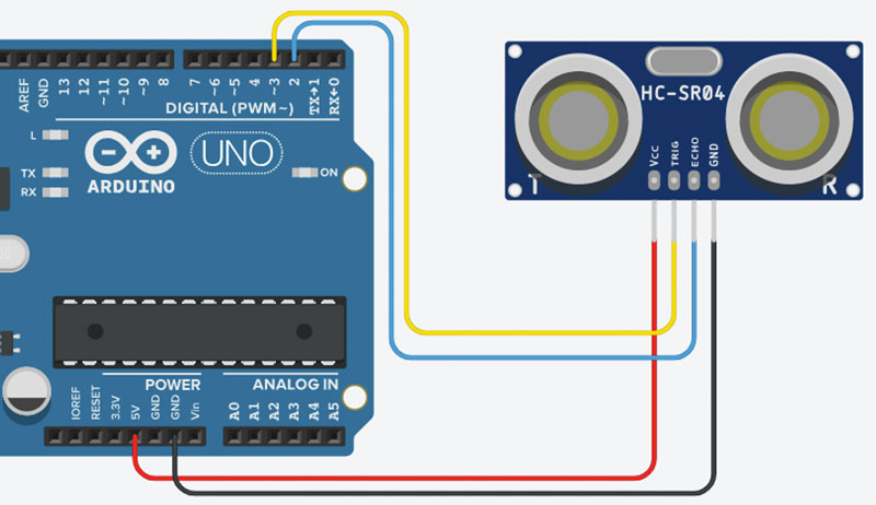 Схема підключення ультразвукового далекоміра HC-SR04 до Arduino Uno